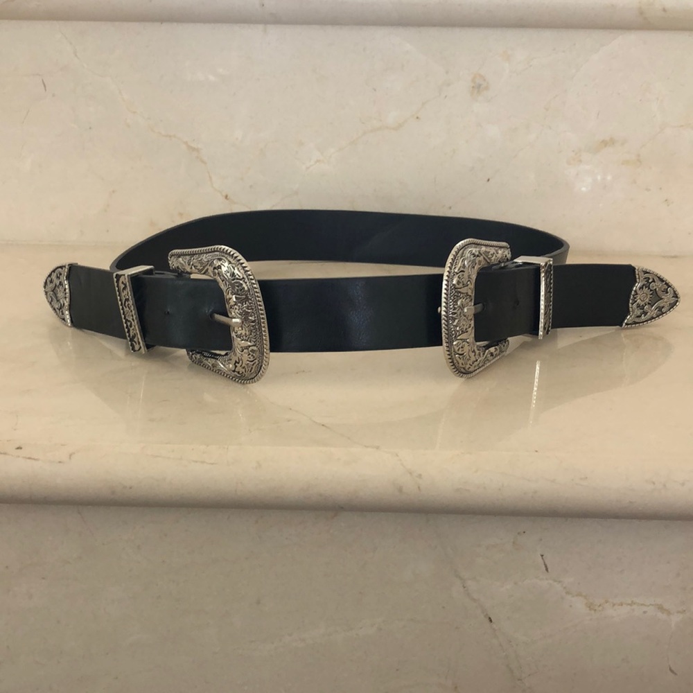 Double silver buckle belt